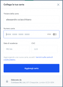 Coinbase aggiungere un conto