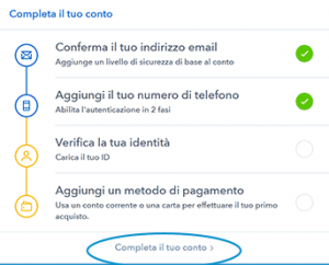 Passi coinbase verifica