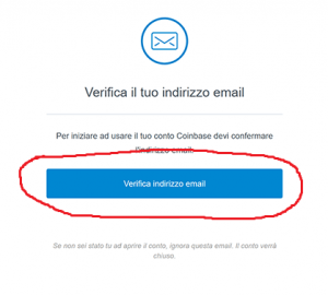 Verifica indirizzo email coinbase